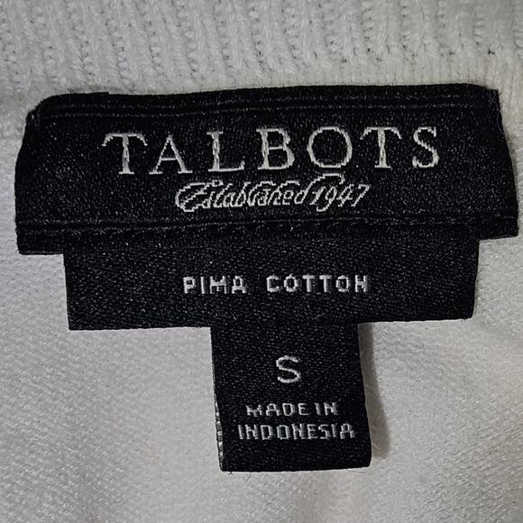 Talbots White Pima Cotton Button Down Sweater - Size Small - Picture 3 of 3